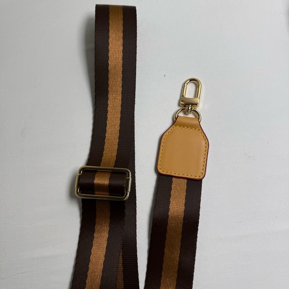 Brown & Tan Adjustable Handcrafted Bag Strap – Gold Hardware - Picture 4 of 6